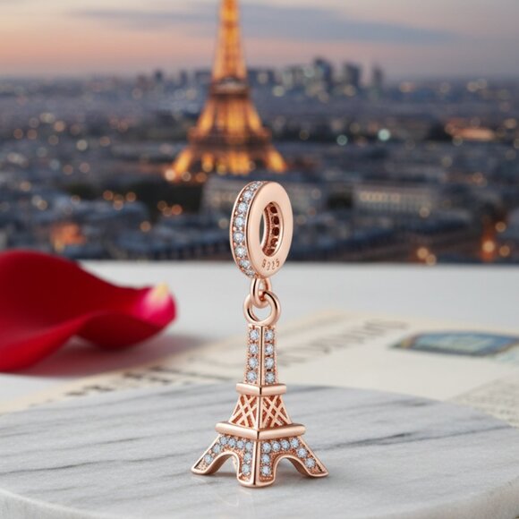 Charm for Bracelet Sterling Silver 925 Eiffel Tower - Picture 1 of 5